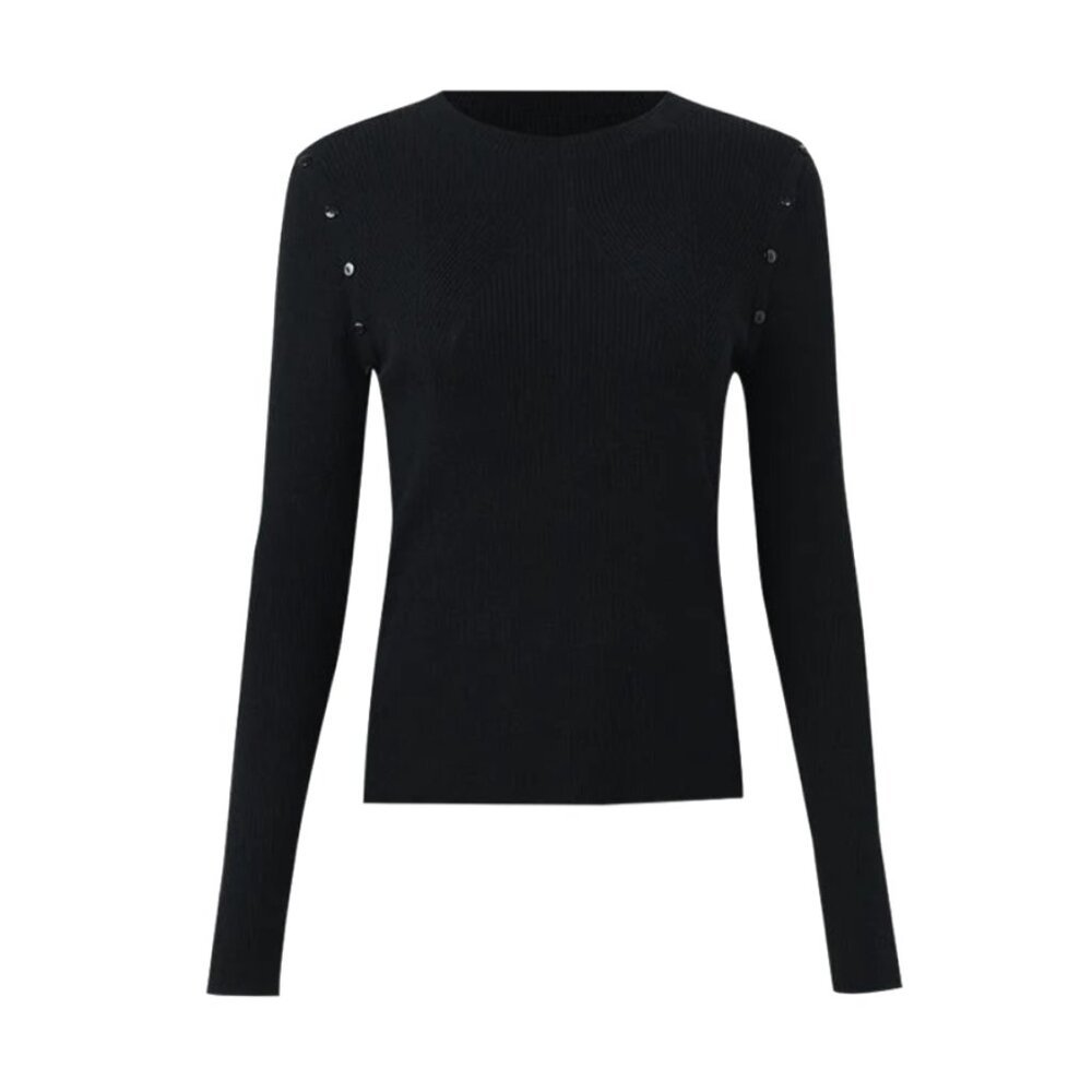Slim Merino Wool Sweater with Removable Sleeves Black Size L